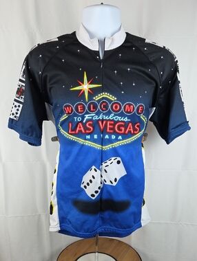Men's Las Vegas Graphic Cycling Jersey in Blue and Black